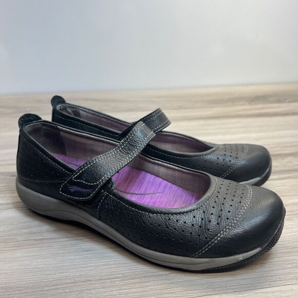 Dansko Women's Size 38 (US 7.5-8) Hadley Flat Comfort Mary Jane Black Leather - Picture 1 of 11